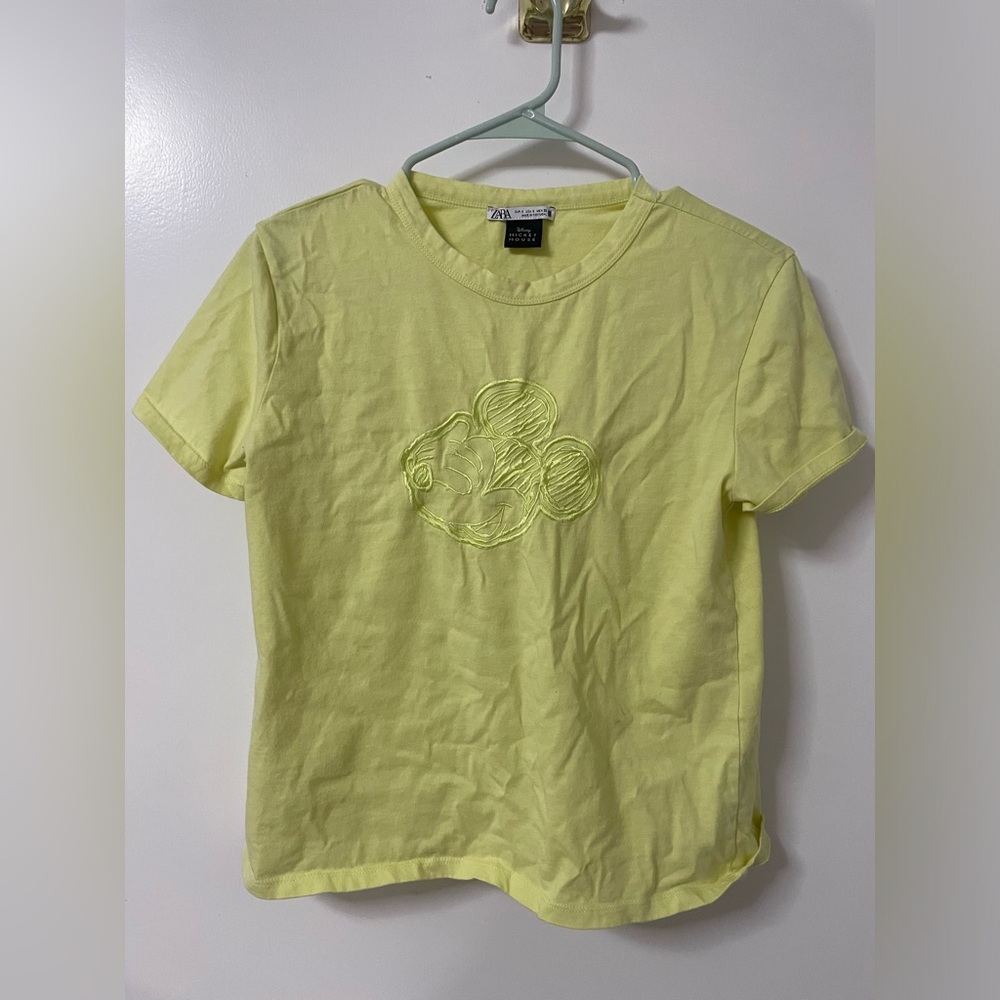 Zara Mickey Mouse Neon Green Size S Shirt